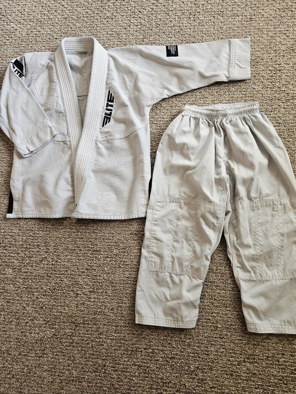 ELITE Kids Brazilian Jiu-Jitsu BJJ Gi Jacket and Pants Set, White C1